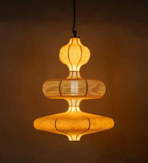 AUM-MOUNTAIN GLEAM 3 LAYER (Fibre) | Handcrafted Pendant Lamp | E27 holder } with Bulb | RIPPL Lighting